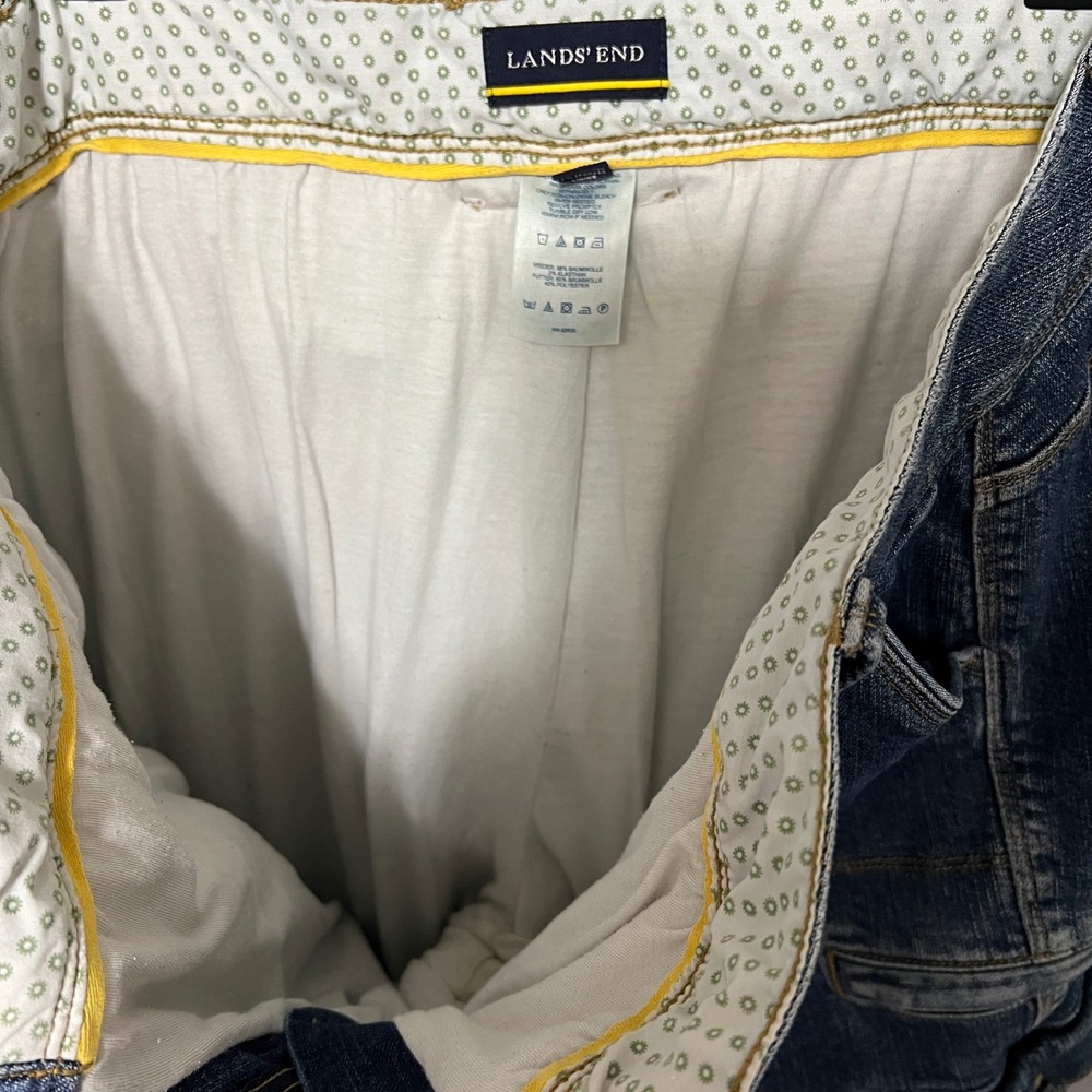 Vintage 90's Lands' End Lined Denim Cargo Pants 8 Pockets Blue Jeans Size 16 - Picture 10 of 11